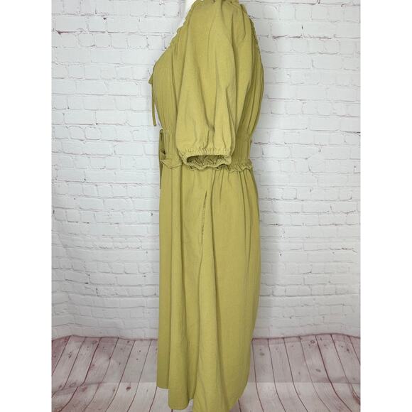 Universal Thread Moss Green Peasant Dress Womens Large Short Sleeve - Picture 2 of 8